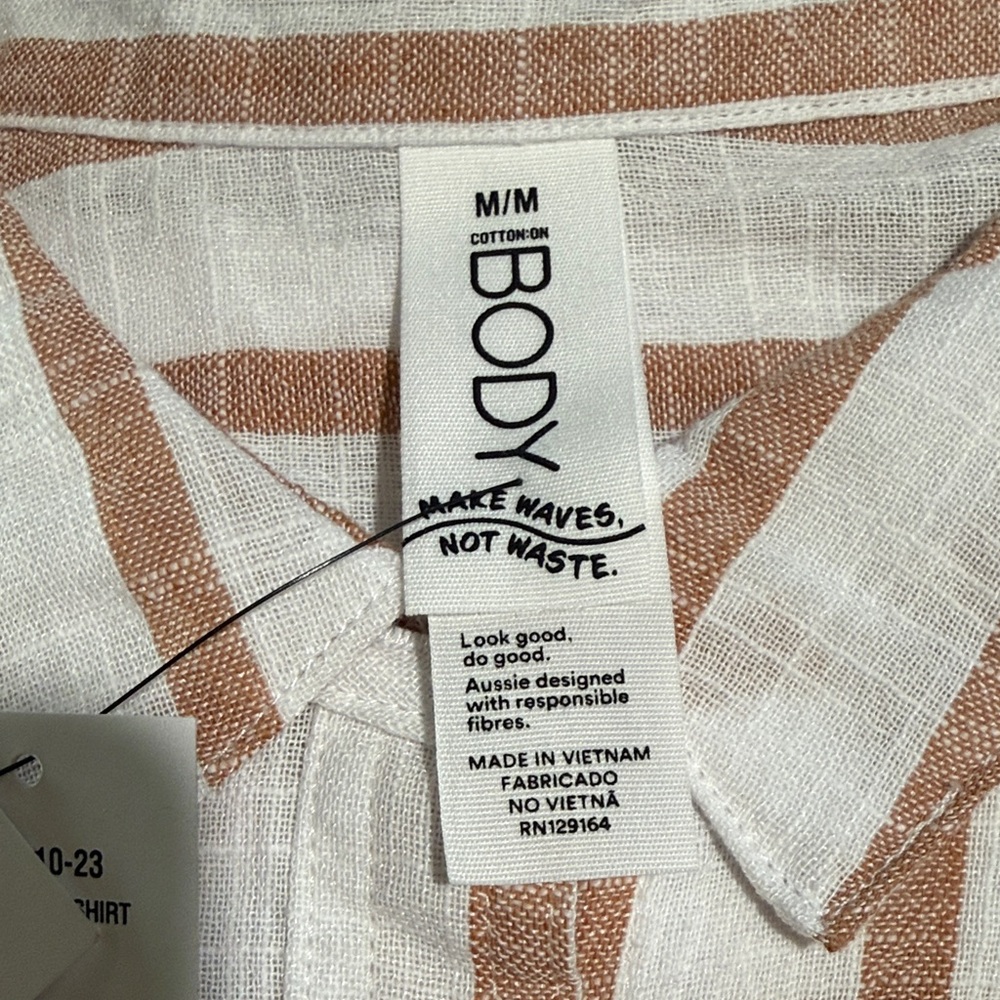 Cotton On Women’s White and Brown Striped Swim Coverup - Picture 4 of 7